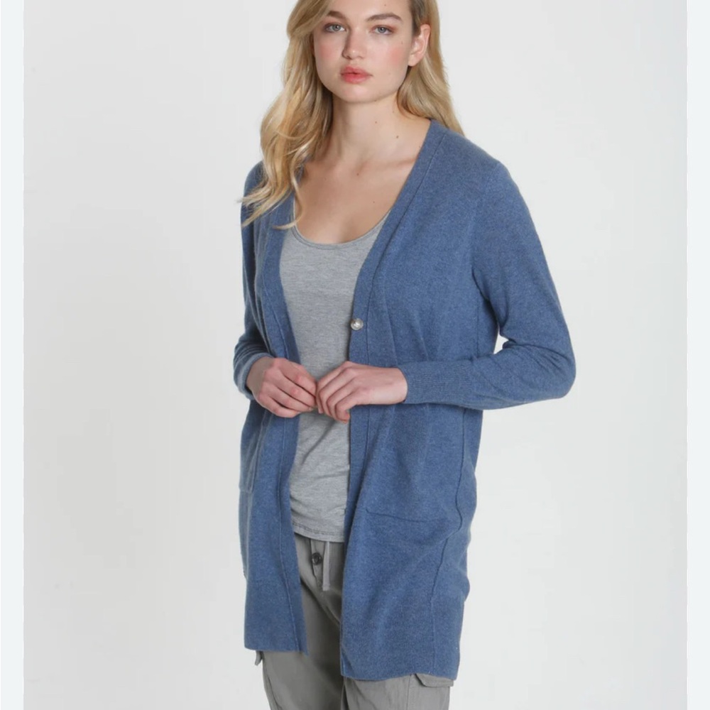 Label+Thread Blue 100% Cashmere Cardigan Sweater